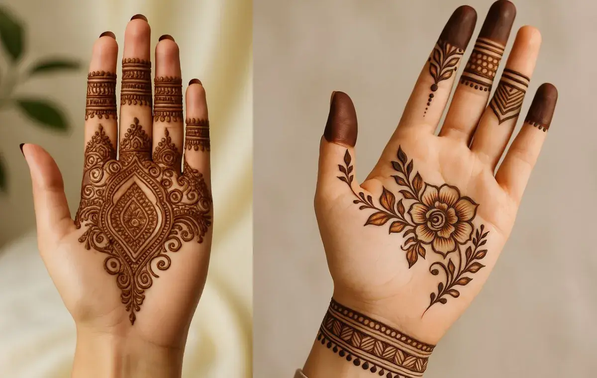 نقش حنا کف دست ساده و شیک