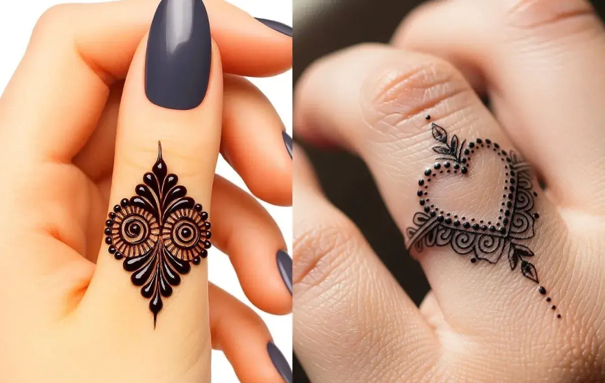 طرح حنا ساده روی انگشت