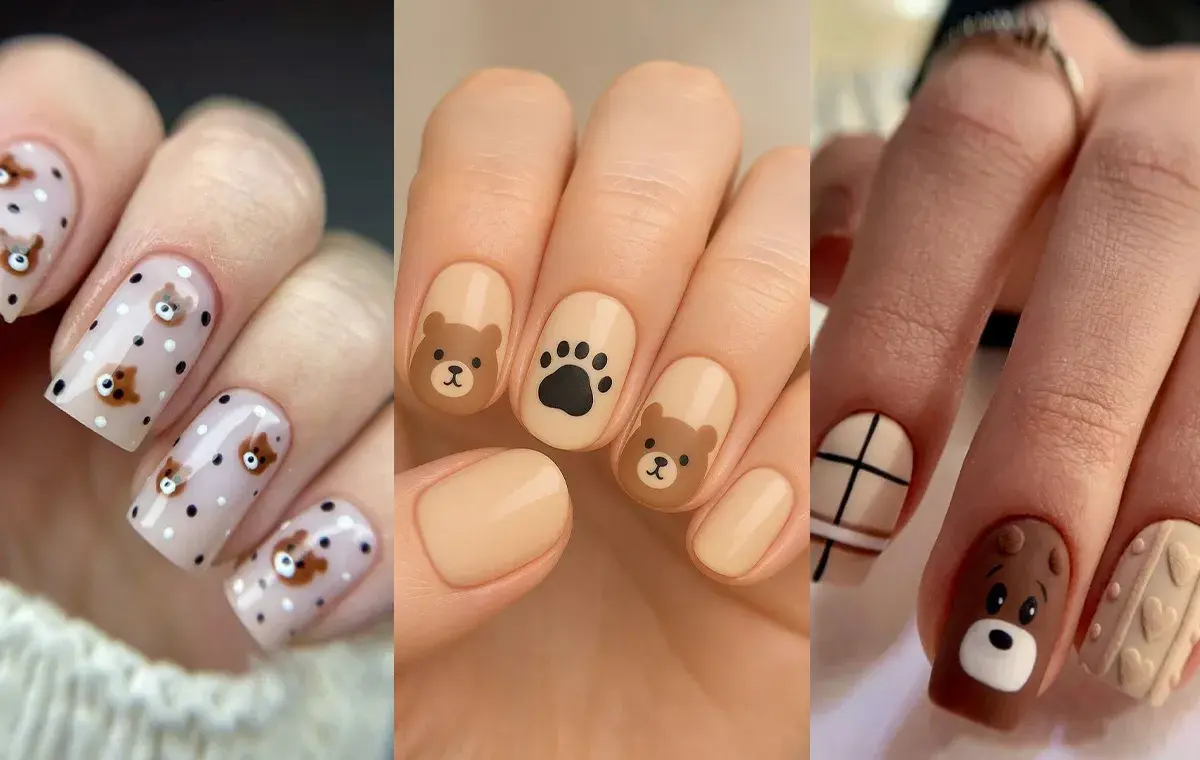 طرح ناخن خرسی قهوهای