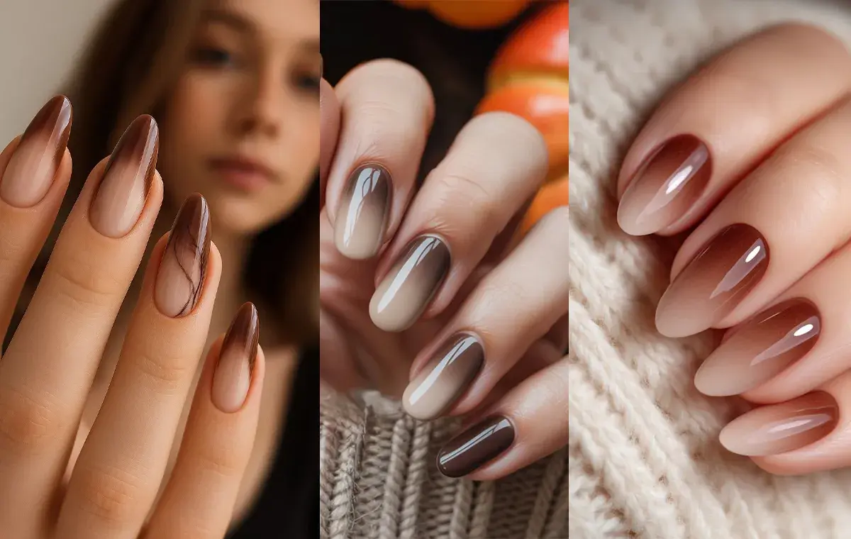 مدل ناخن آمبره قهوهای