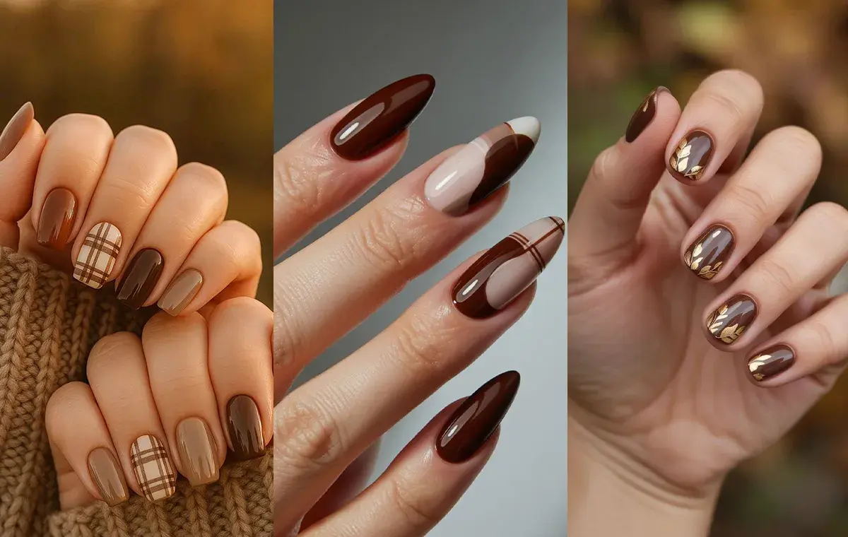 ۲۴ طرح ناخن قهوه‌ای