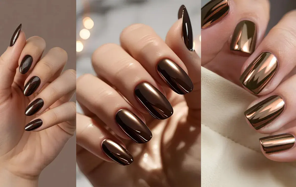 مدل ناخن کروم قهوهای