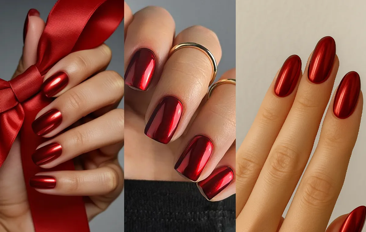 مدل ناخن کروم قرمز