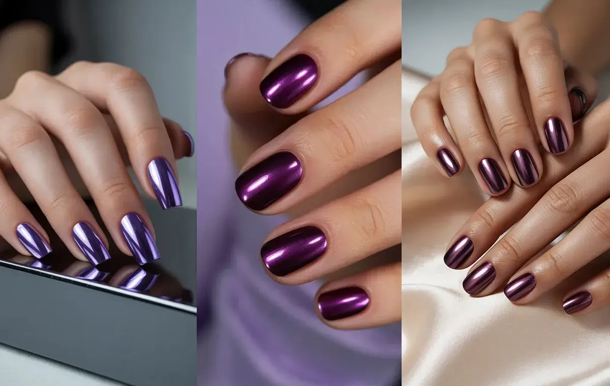 مدل ناخن کروم بنفش