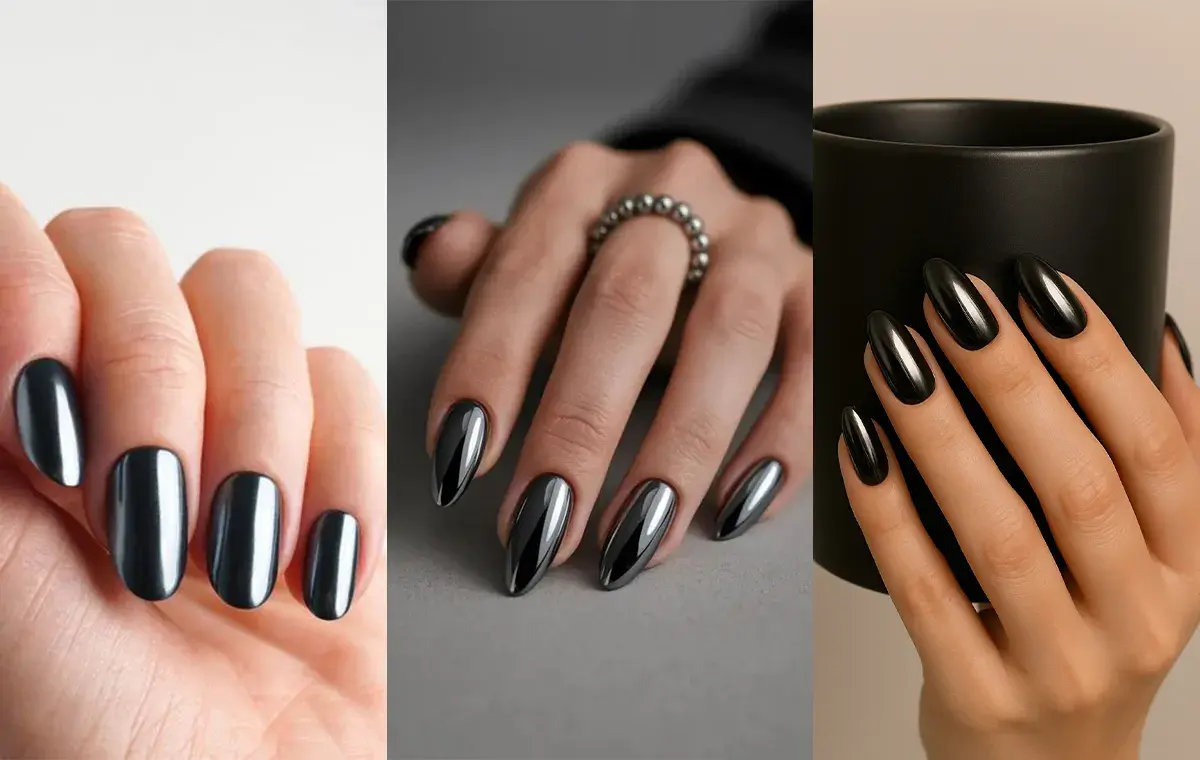 مدل ناخن کروم مشکی