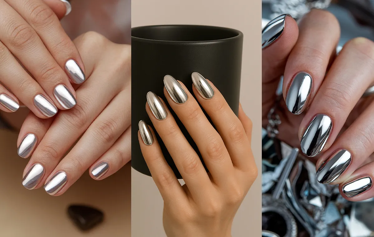 مدل ناخن کروم نقرهای