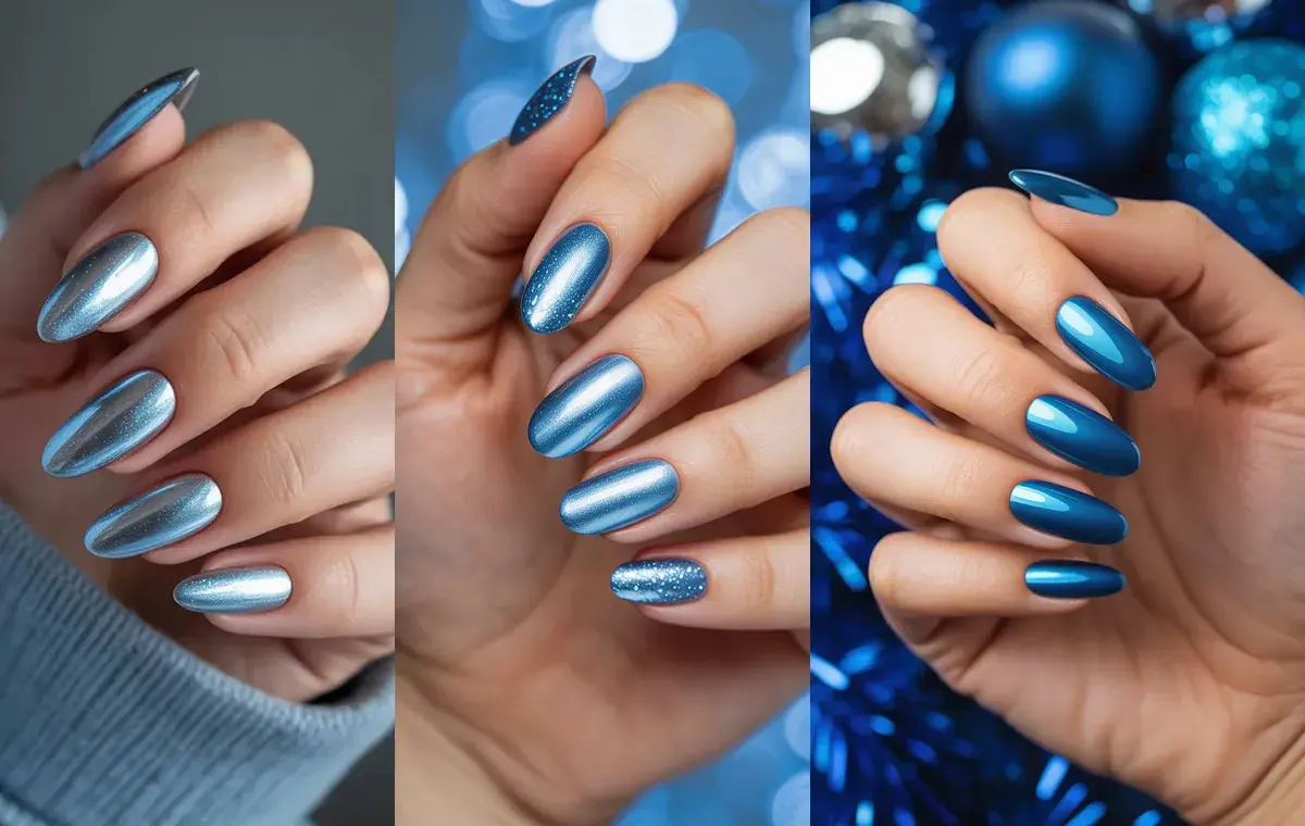 مدل ناخن کروم آبی