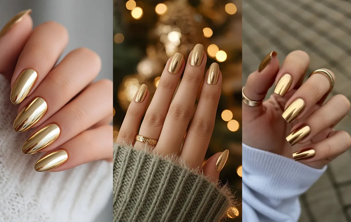 مدل ناخن کروم طلایی