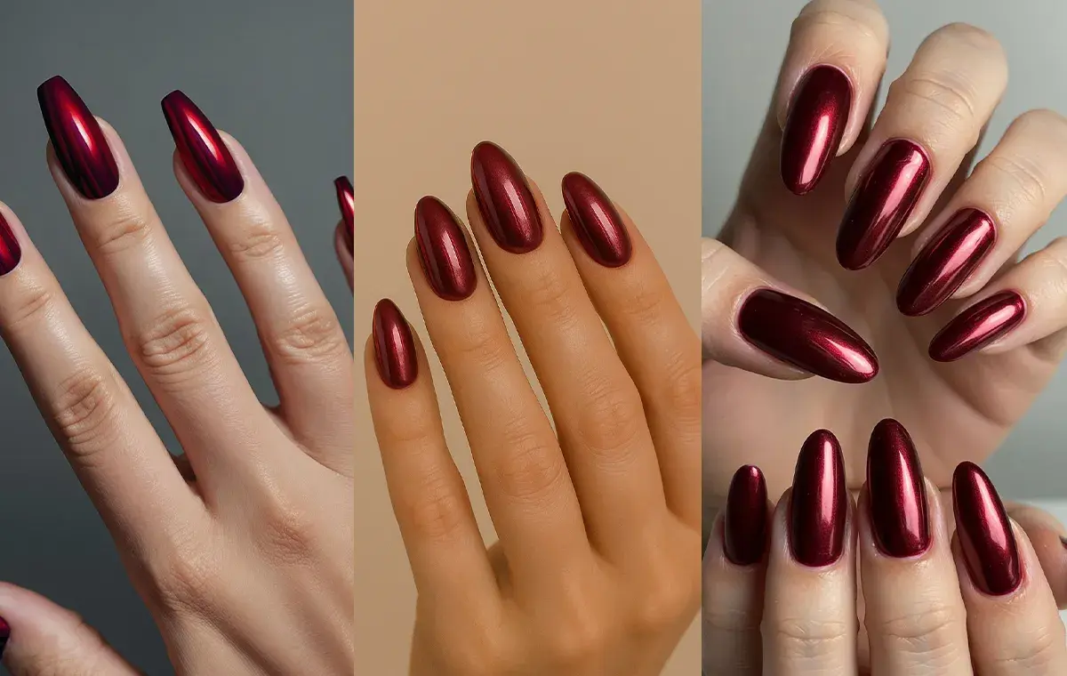 مدل ناخن کروم زرشکی