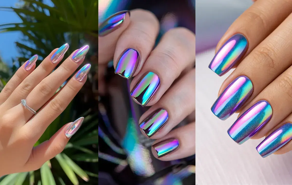 مدل ناخن کروم هفت رنگ