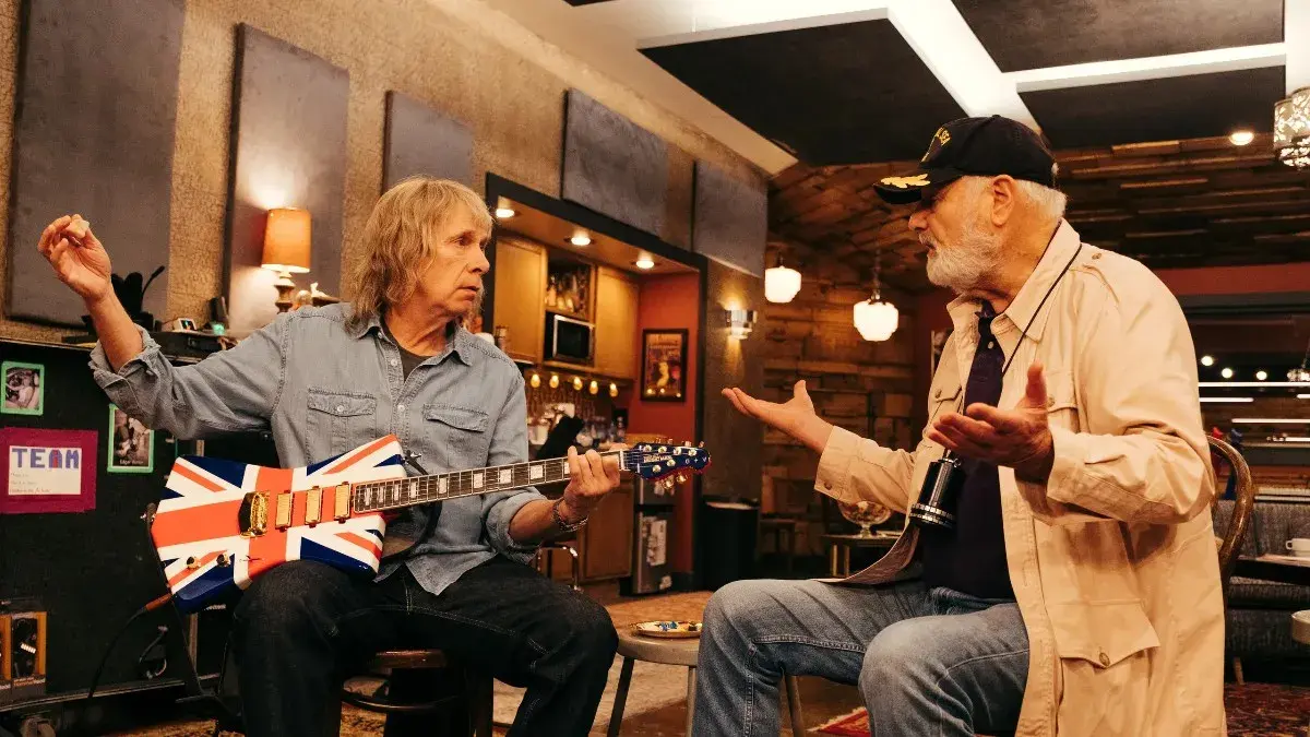 راب راینر و کریستوفر گست در پشت صحنه فیلم «اسپاینال تپ ۲»