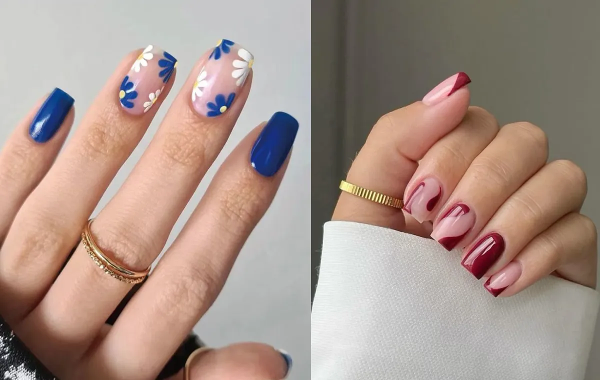 مدل ناخن گلدونی کوتاه