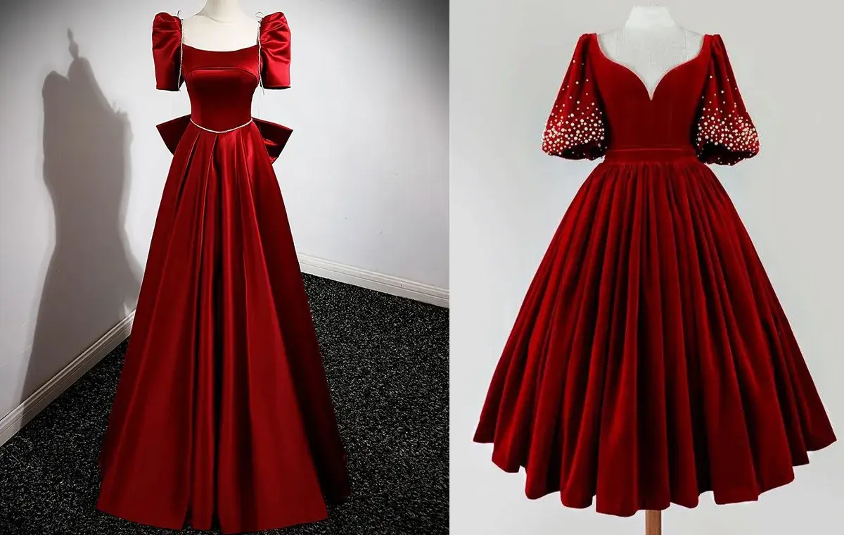 لباس عروس یلدایی با آستین پفی