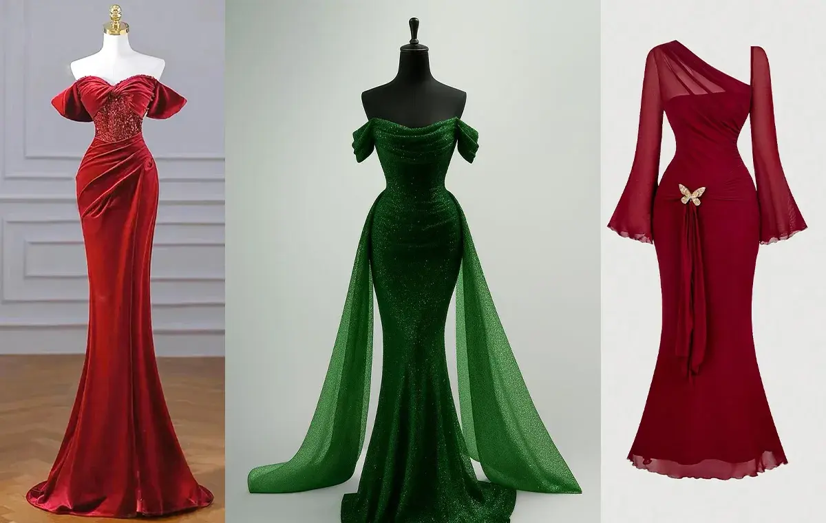 لباس یلدایی عروس با دامن ماهی