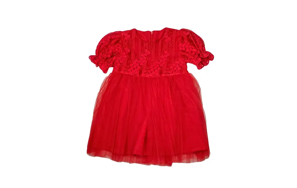 پیراهن دخترانه آستین پفدار مدل شب یلدا