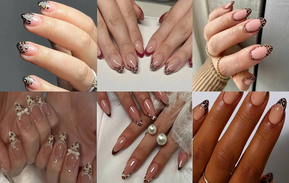 فرنچ ناخن طرح پلنگی