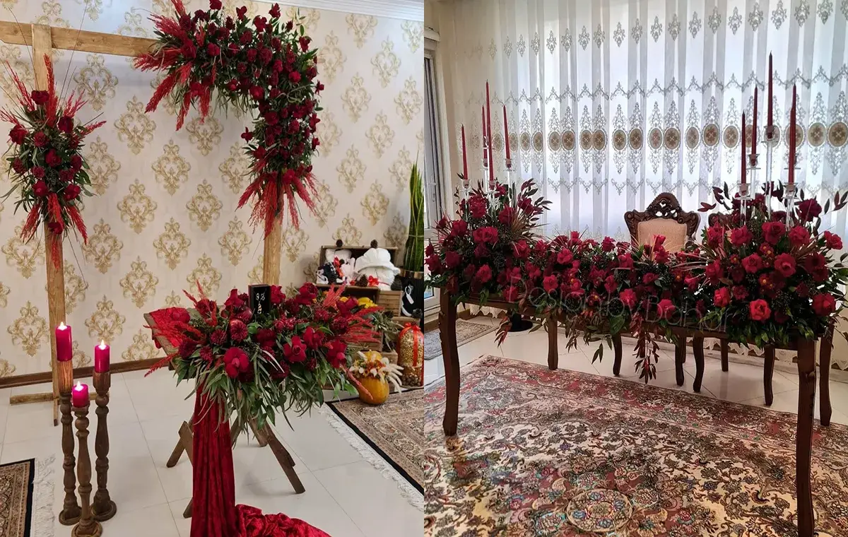 دکور شب یلدا برای عکاسی با گل
