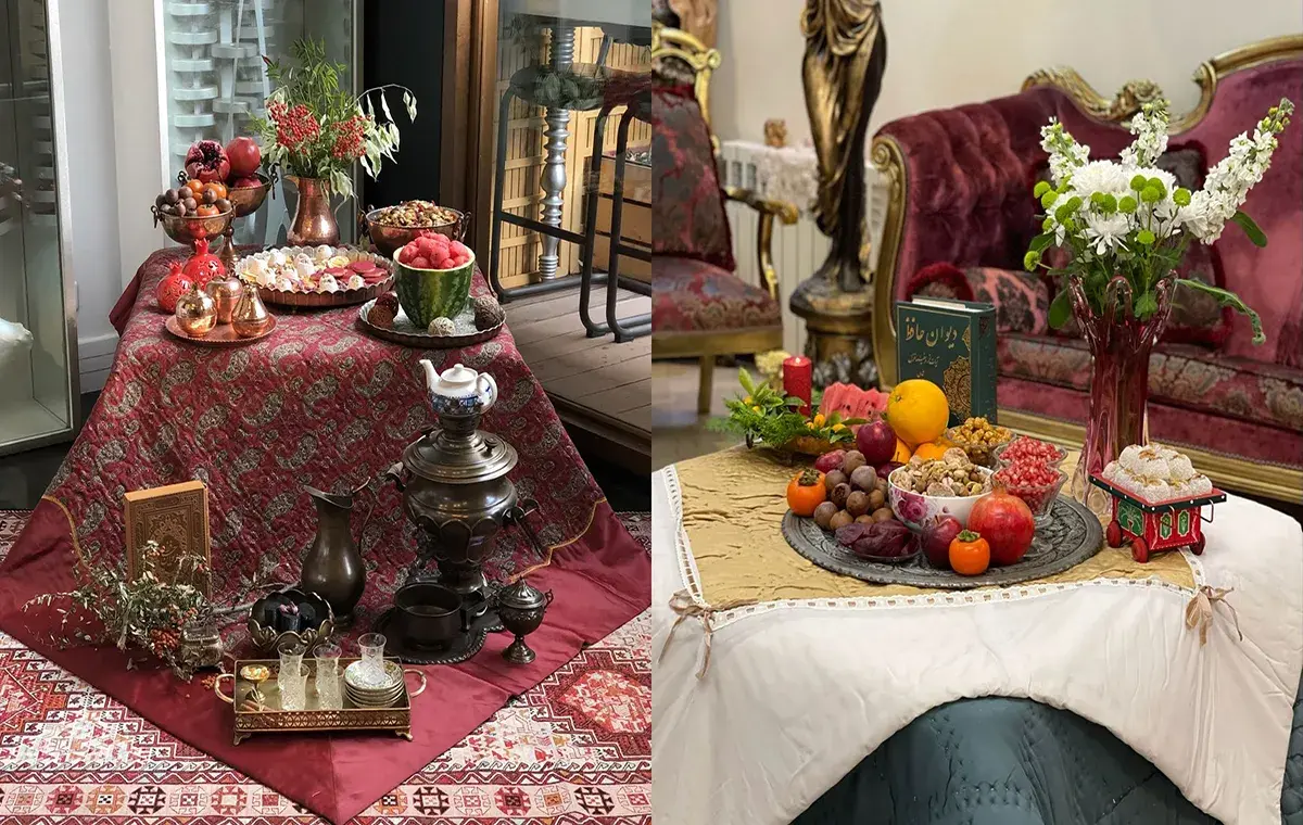 ایده تزیین میز شب یلدا روی کرسی