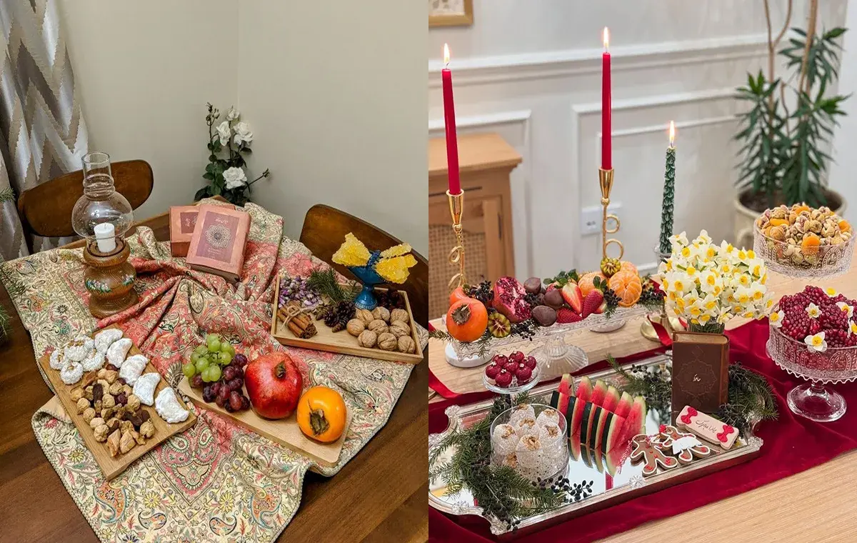 ایده تزیین میز شب یلدا با تور