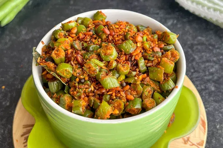 خوراک لوبیا سبز بدون گوشت 