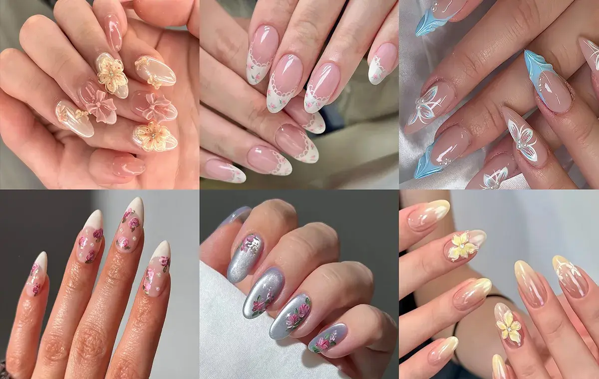 مدل ناخن برای عید با طرح گل