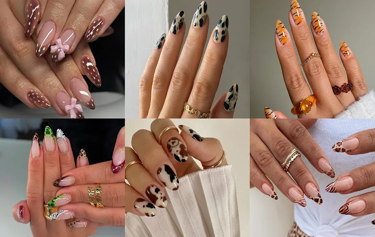 مدل ناخن برای عید با پترن حیوانات