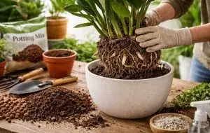 تعویض خاک زاموفیلیا؛ زمان مناسب، بهترین خاک و روش اصولی