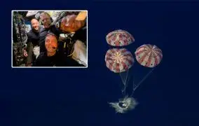 بازگشت فضانوردان و فرود در آب کپسول اوریون در مأموریت آرتمیس 2