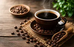 بهترین قهوه برای دیابت؛ فنجان قهوه تلخ مناسب افراد دیابتی روی میز چوبی