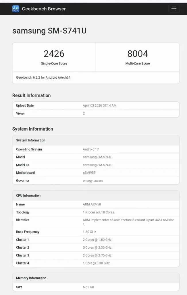 Galaxy S26 FE - مقایسه
