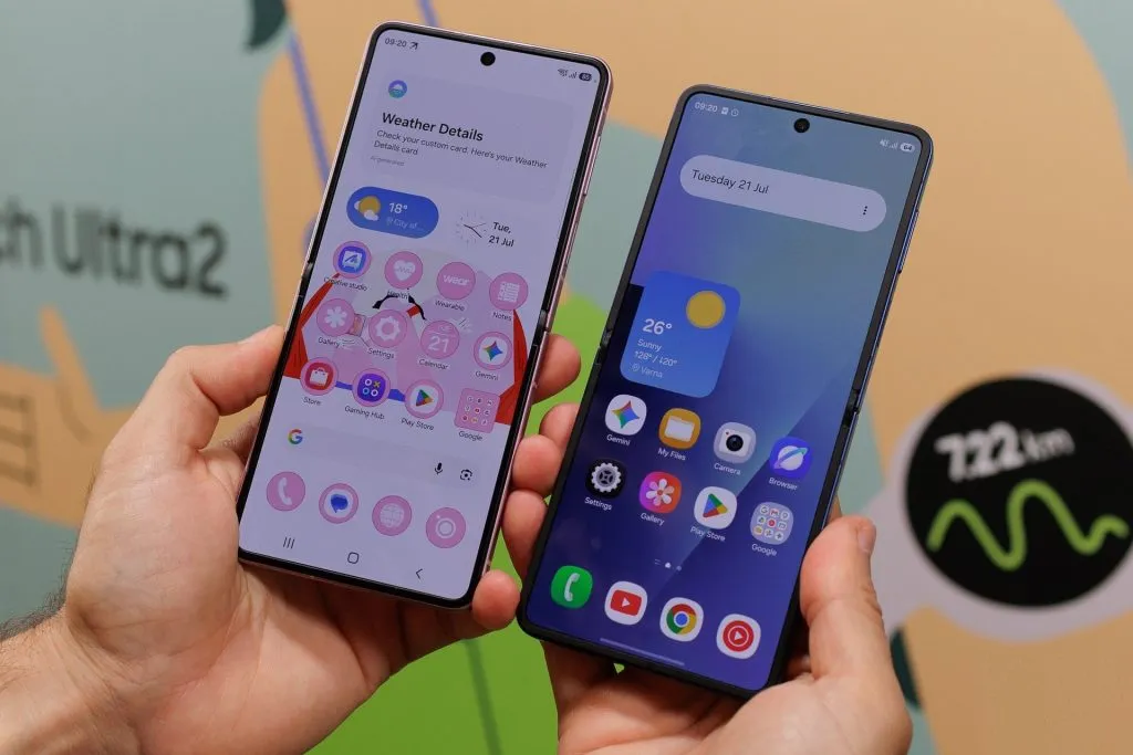 مقایسه نمایشگر گلکسی Z Flip 8 با گلکسی Z Flip 7