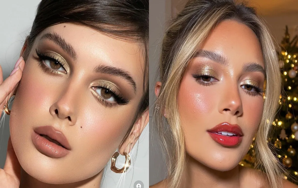میکاپ چشم با سایههای مسی و طلایی