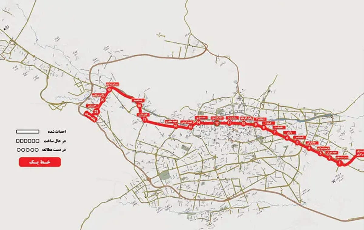 ایستگاههای خط یک مترو شیراز